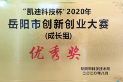 “凱迪科技杯”2020年嶽陽市創新創業大(dà)賽（成長組）優秀獎